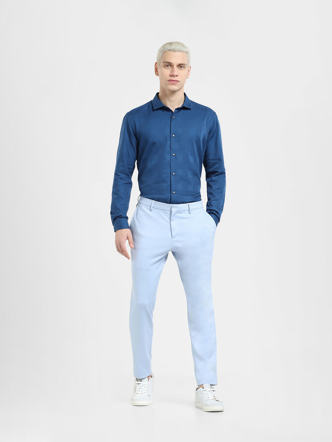 Blue Printed Full Sleeves Shirt