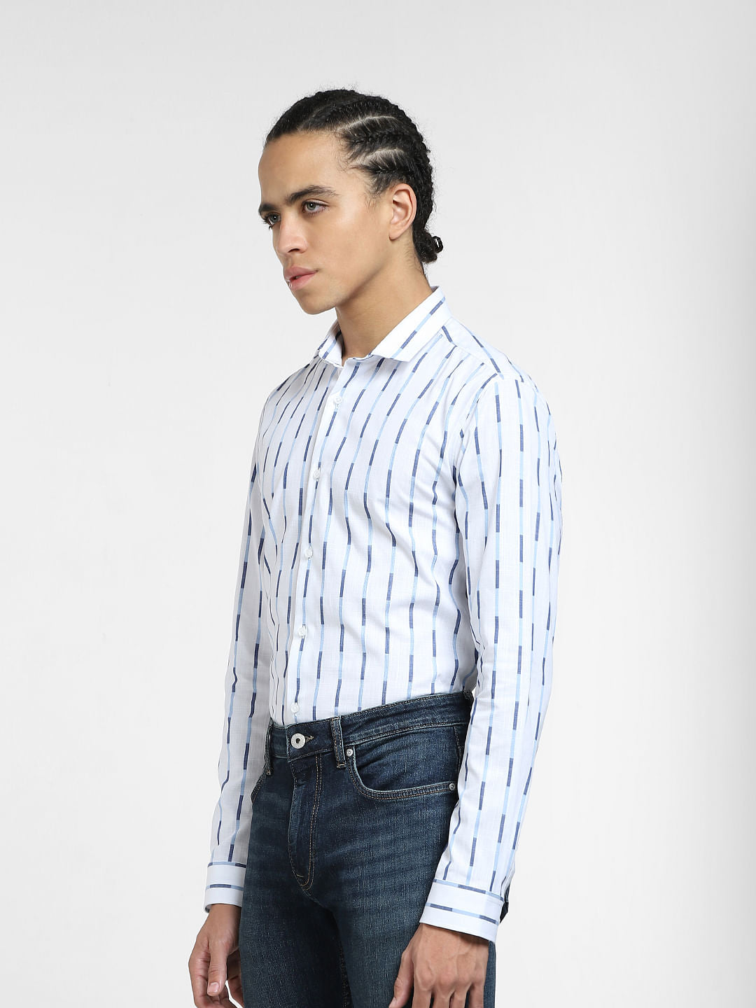 White Striped Full Sleeves Shirt