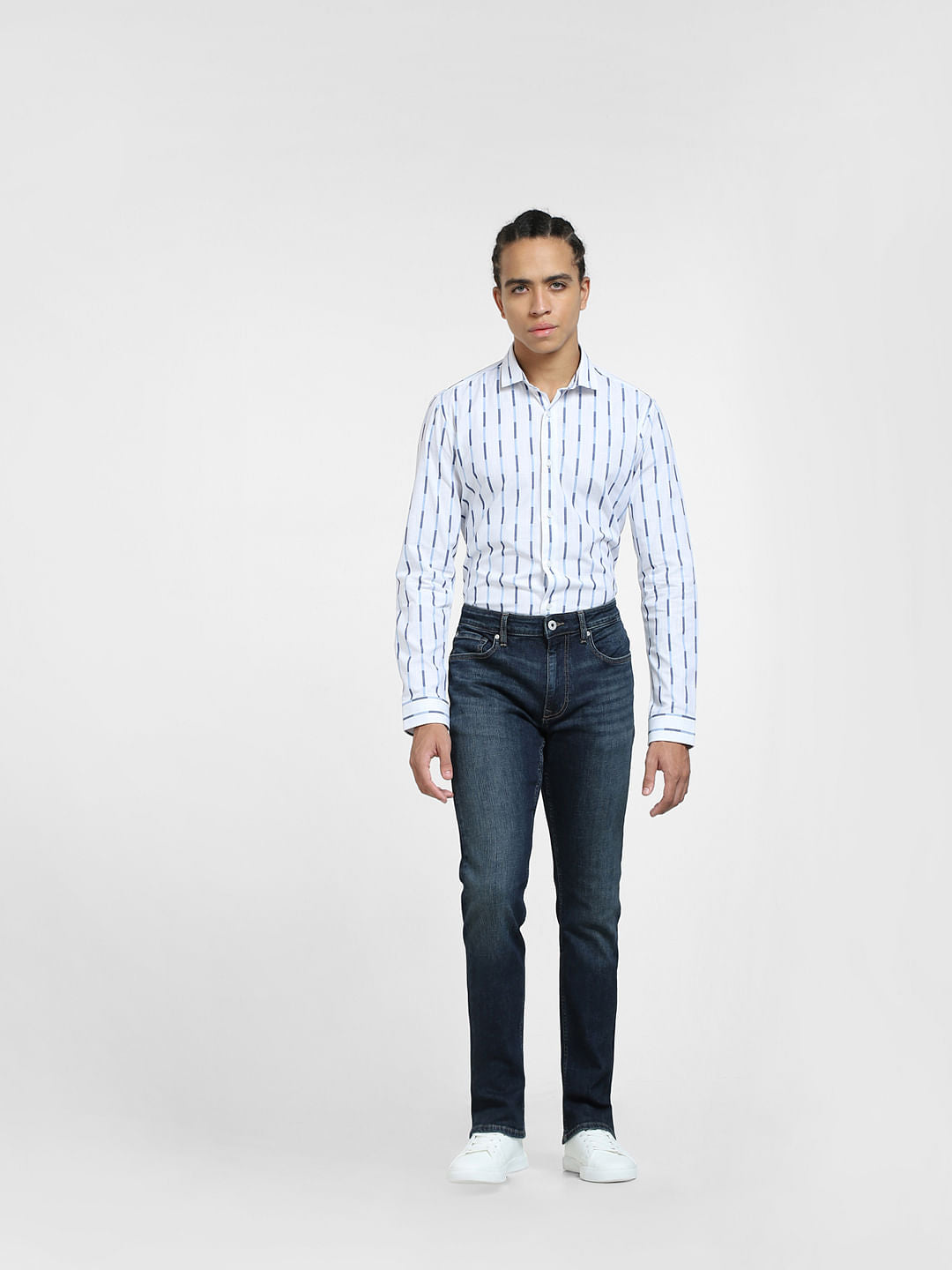 White Striped Full Sleeves Shirt
