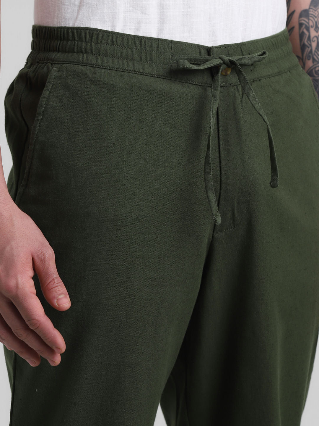PRODUKT by JACK&JONES Dark Green Mid Rise Pants