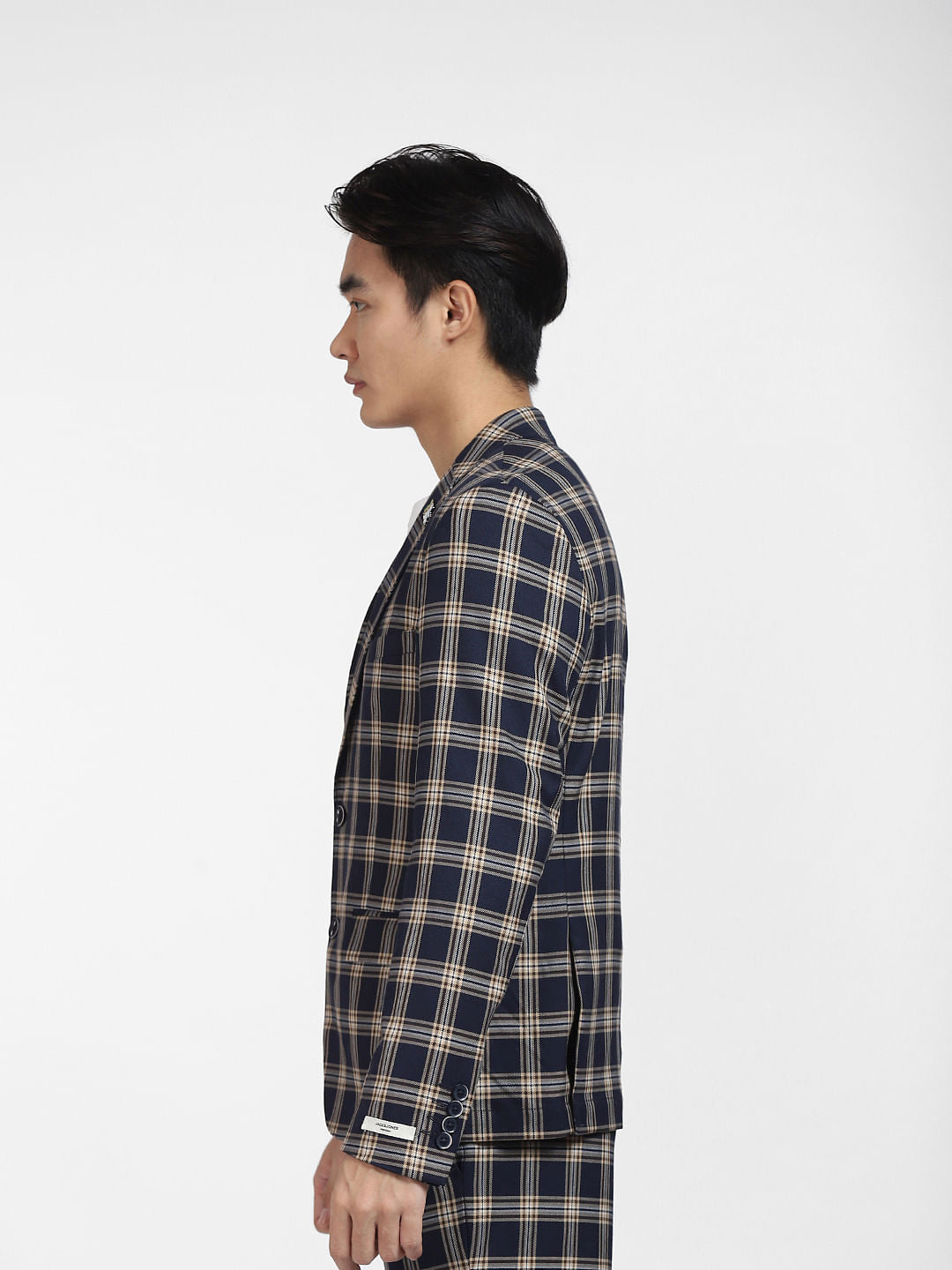 Blue Check Print Blazer