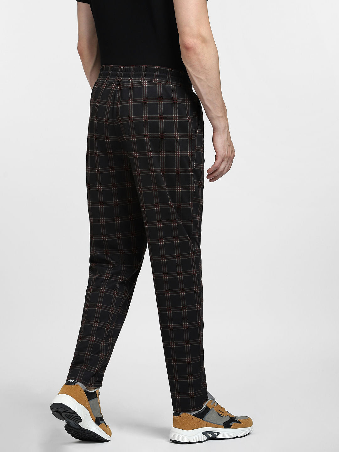 Black Mid Rise Check Co-ord Pants