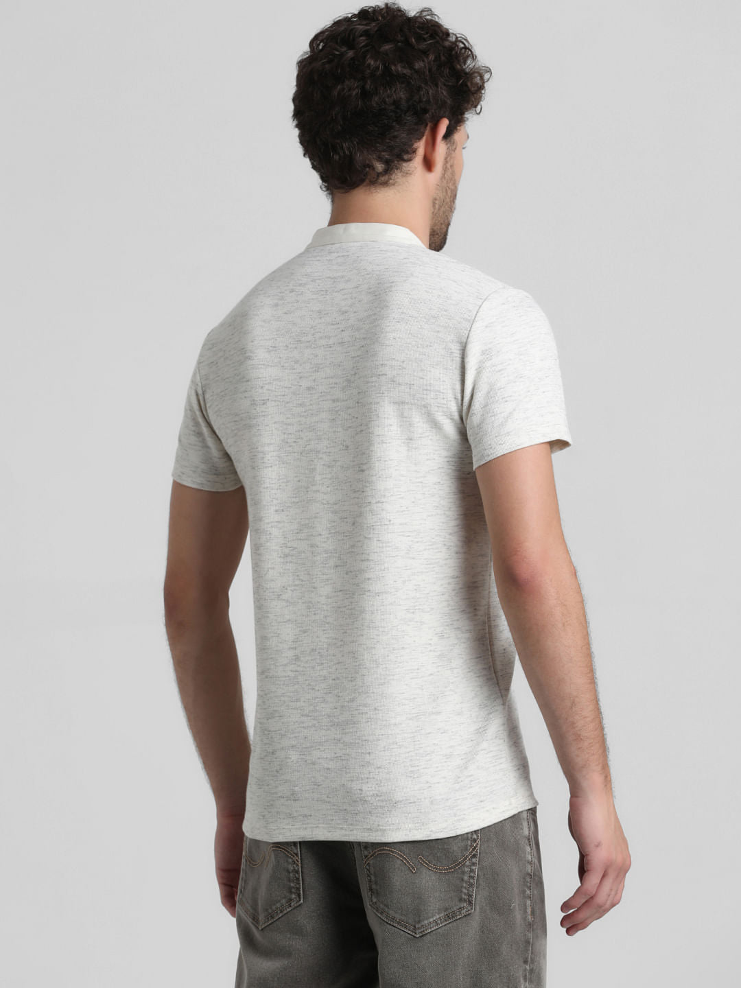 White Melange Henley T-shirt