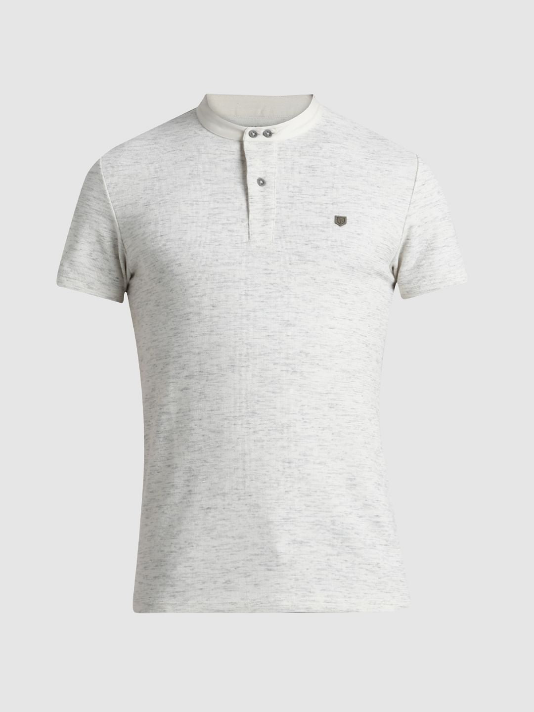 White Melange Henley T-shirt