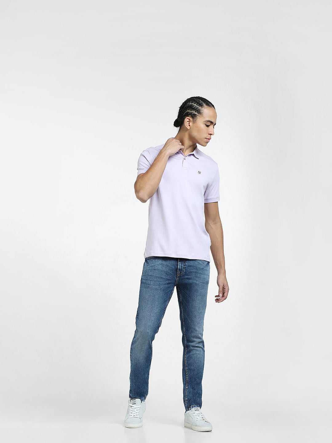 Lilac Cotton Polo Neck T-shirt