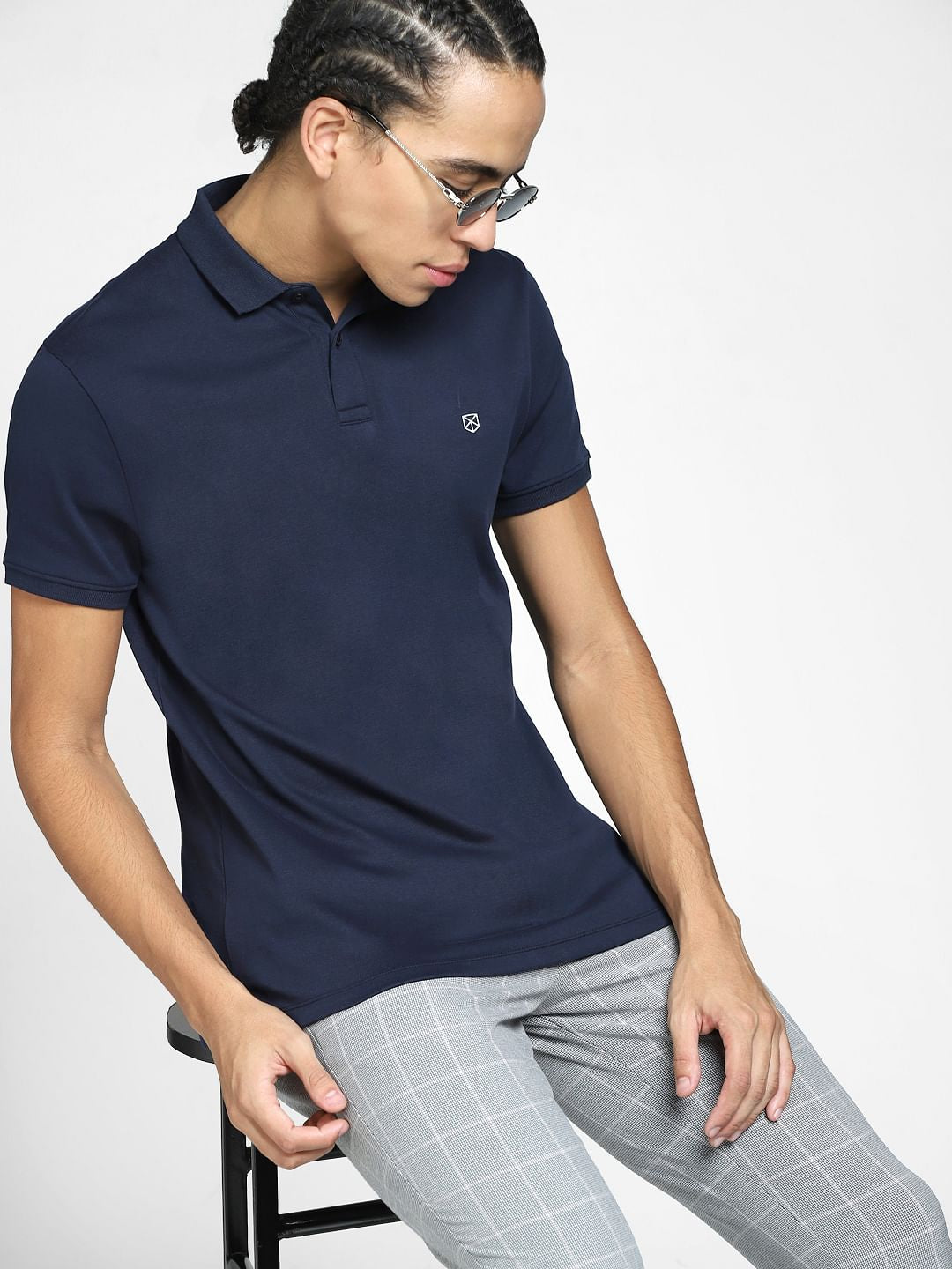 Navy Blue Polo Neck T-shirt