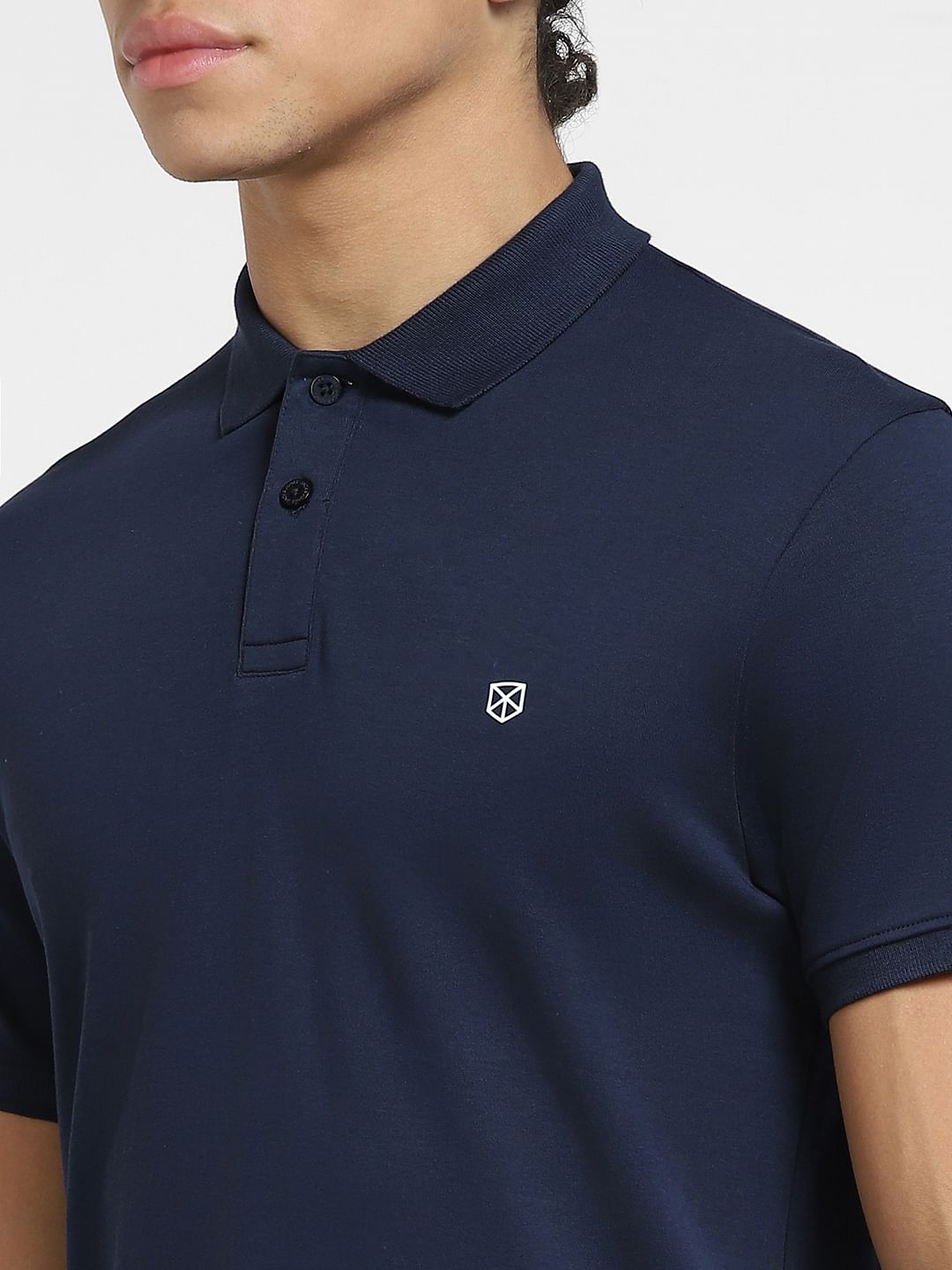 Navy Blue Polo Neck T-shirt