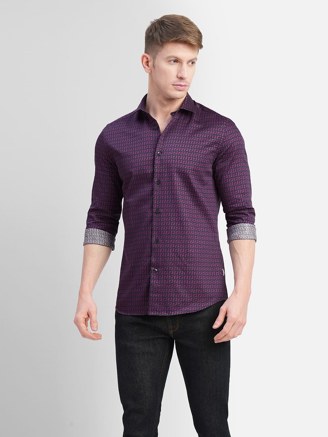 Black Printed Full Sleeves Shirt
