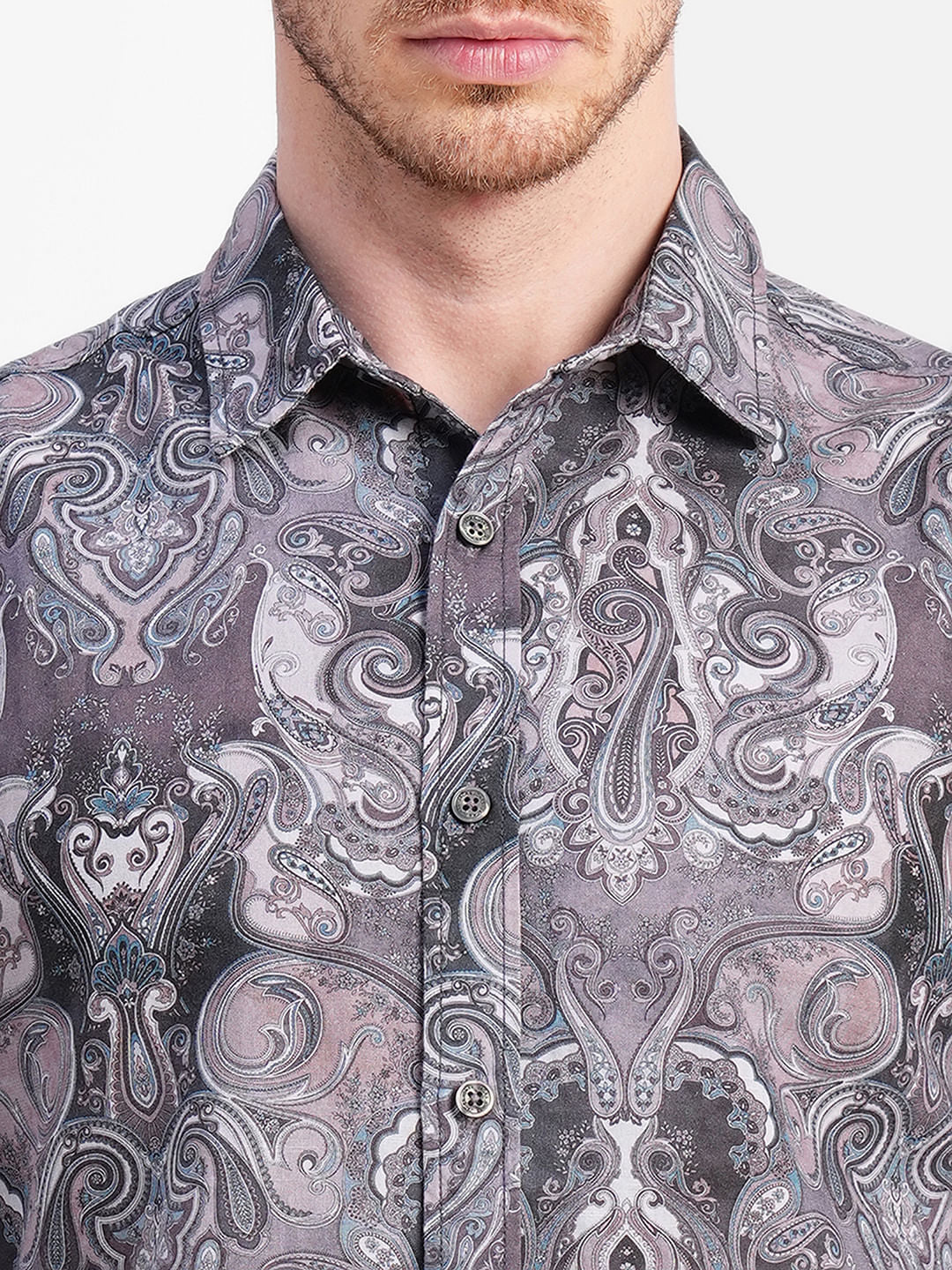 Brown Abstract Print Full Sleeves Shirt