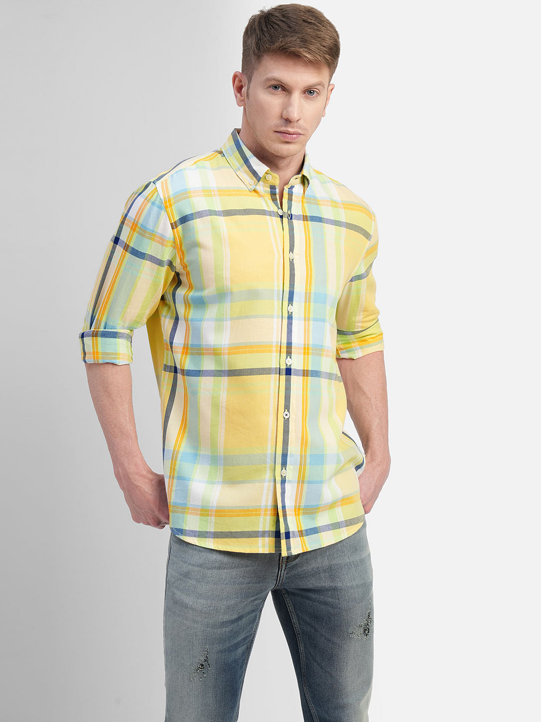 Green Check Print Full Sleeves Shirt