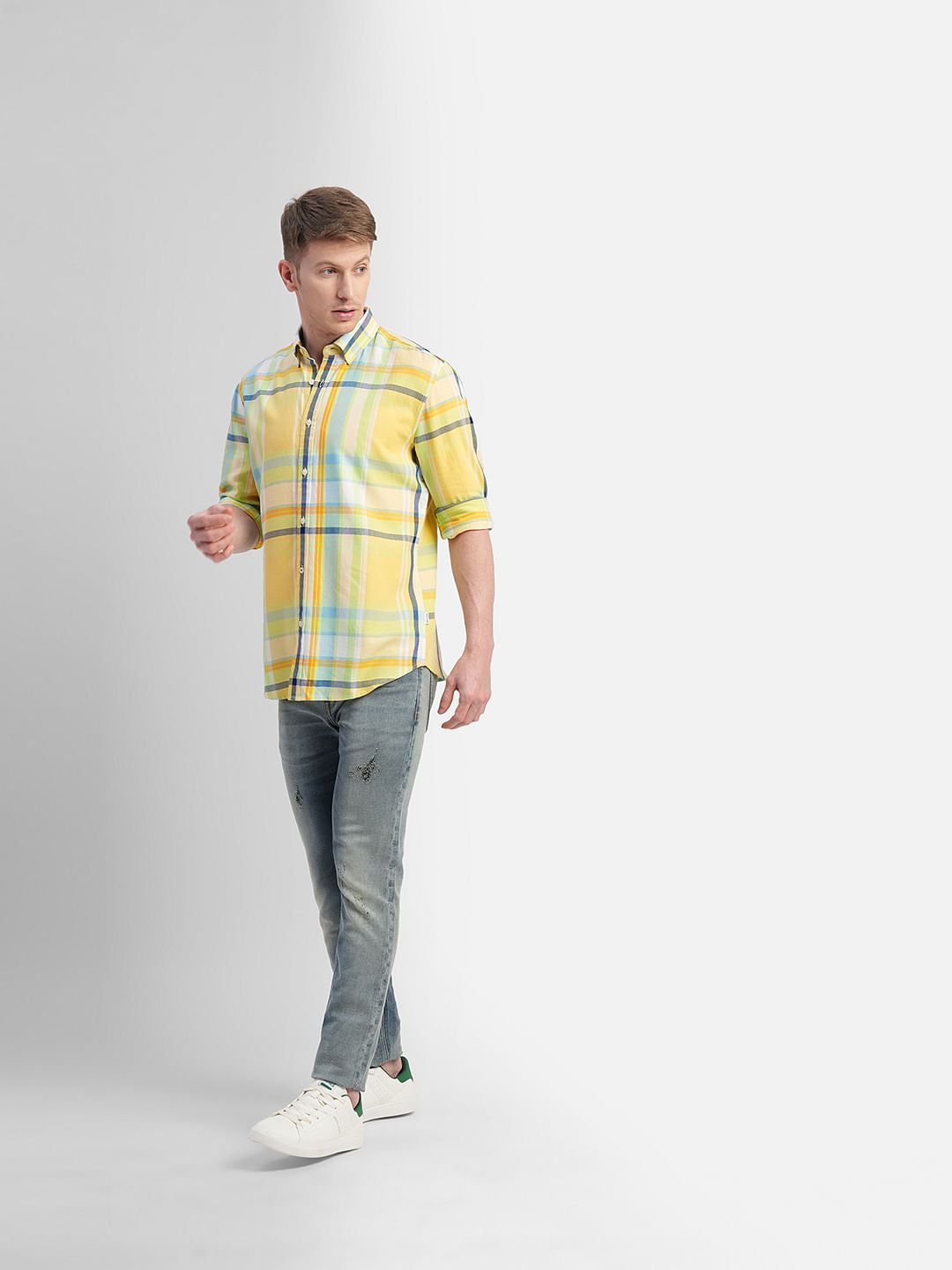 Green Check Print Full Sleeves Shirt