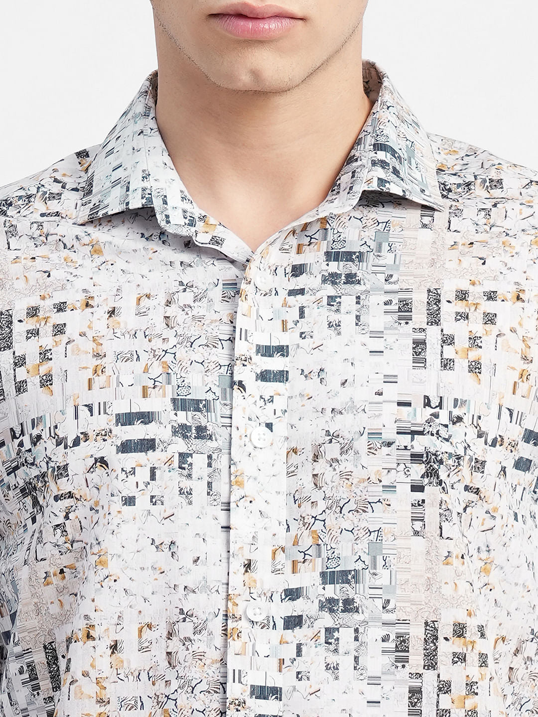 White Printed Full Sleeves Shirt