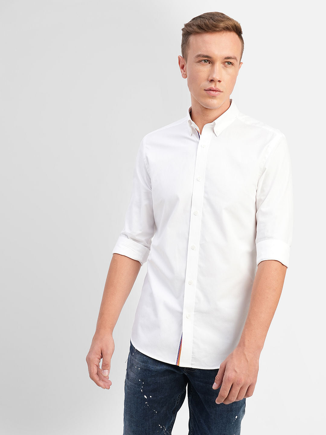 White Cotton Full Sleeves Shirt