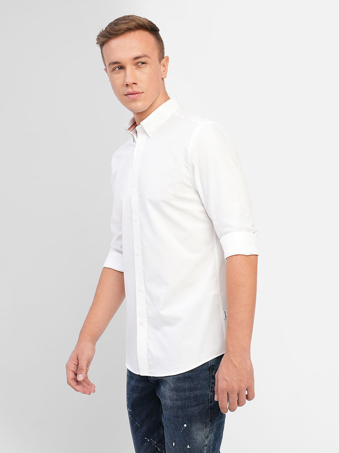 White Cotton Full Sleeves Shirt