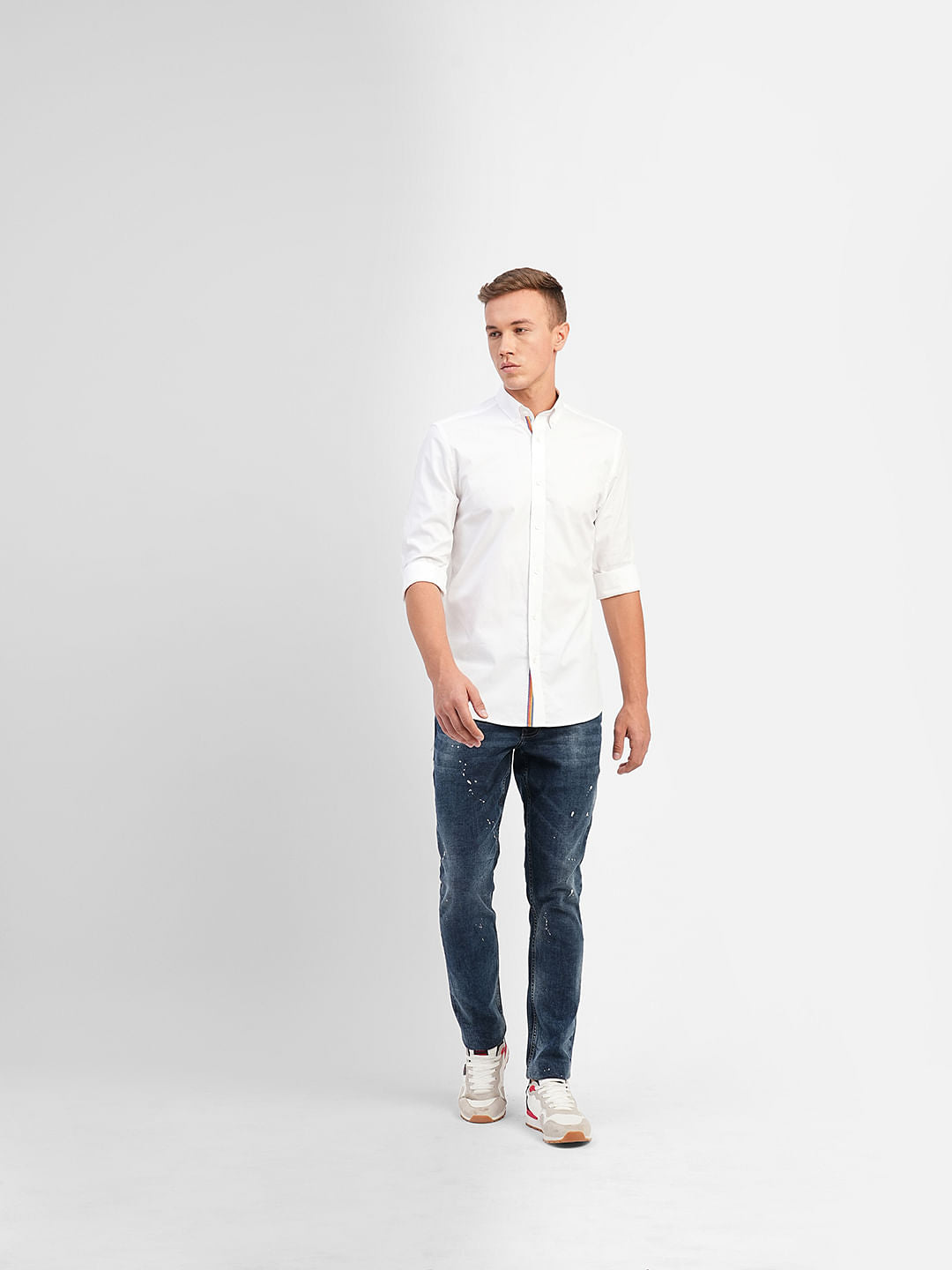 White Cotton Full Sleeves Shirt