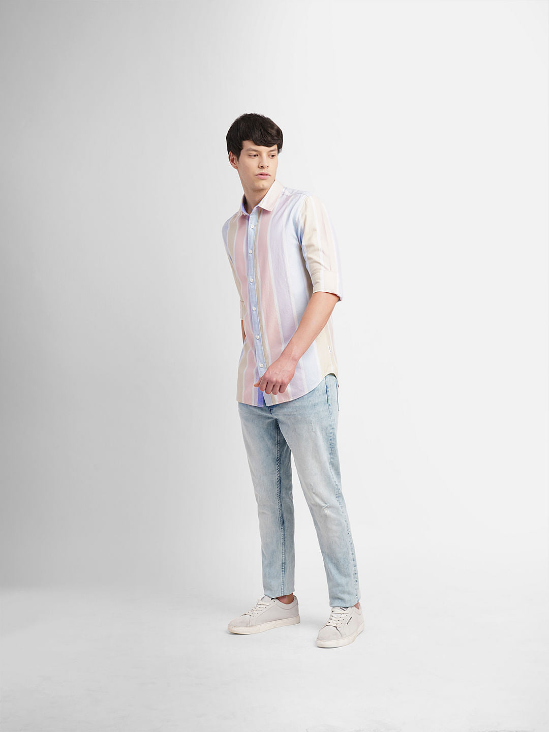 White Striped Full Sleeves Shirt