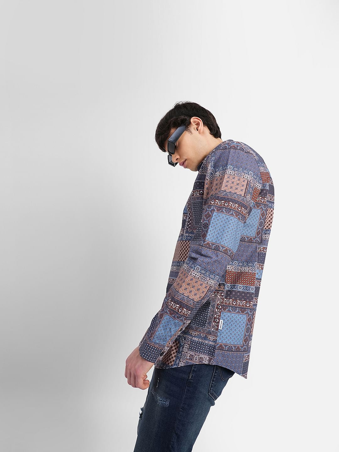 Blue All Over Print Full Sleeves Shirt