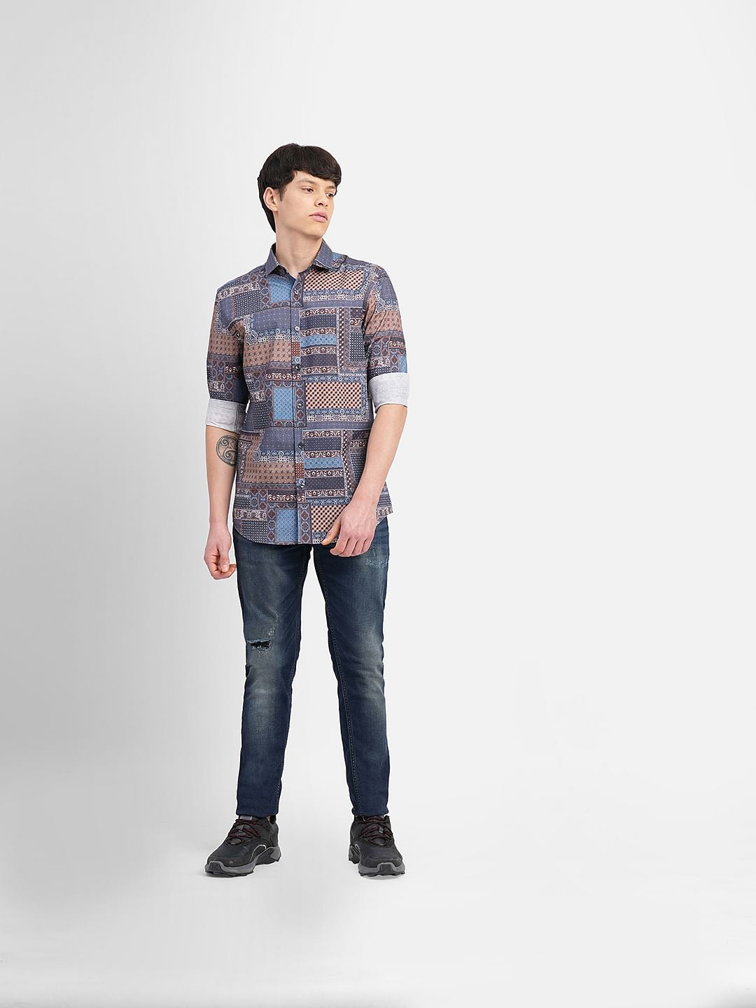 Blue All Over Print Full Sleeves Shirt