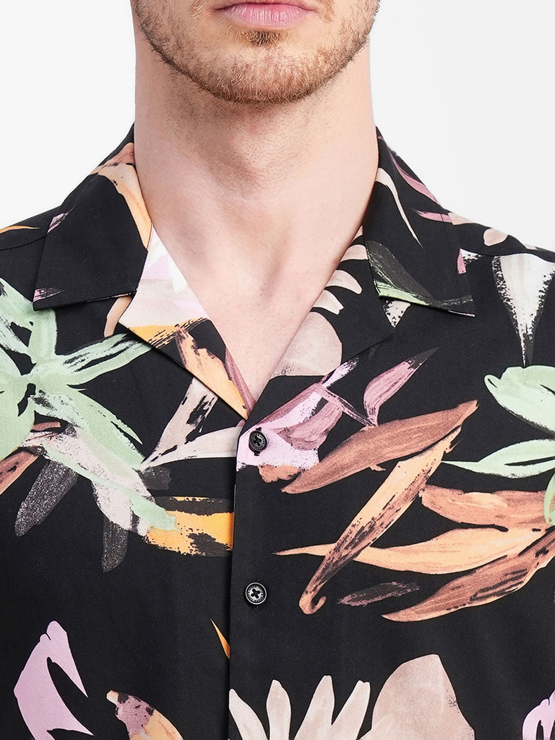 Black Printed Short Sleeves Shirt