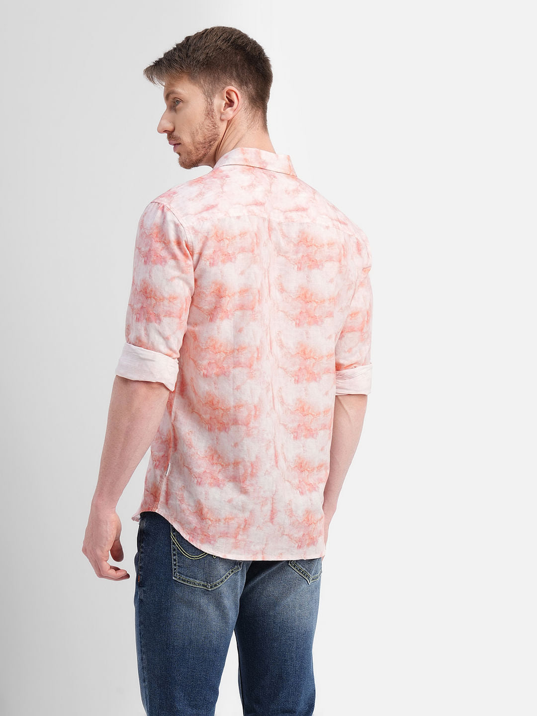 White Ombre Print Full Sleeves Shirt