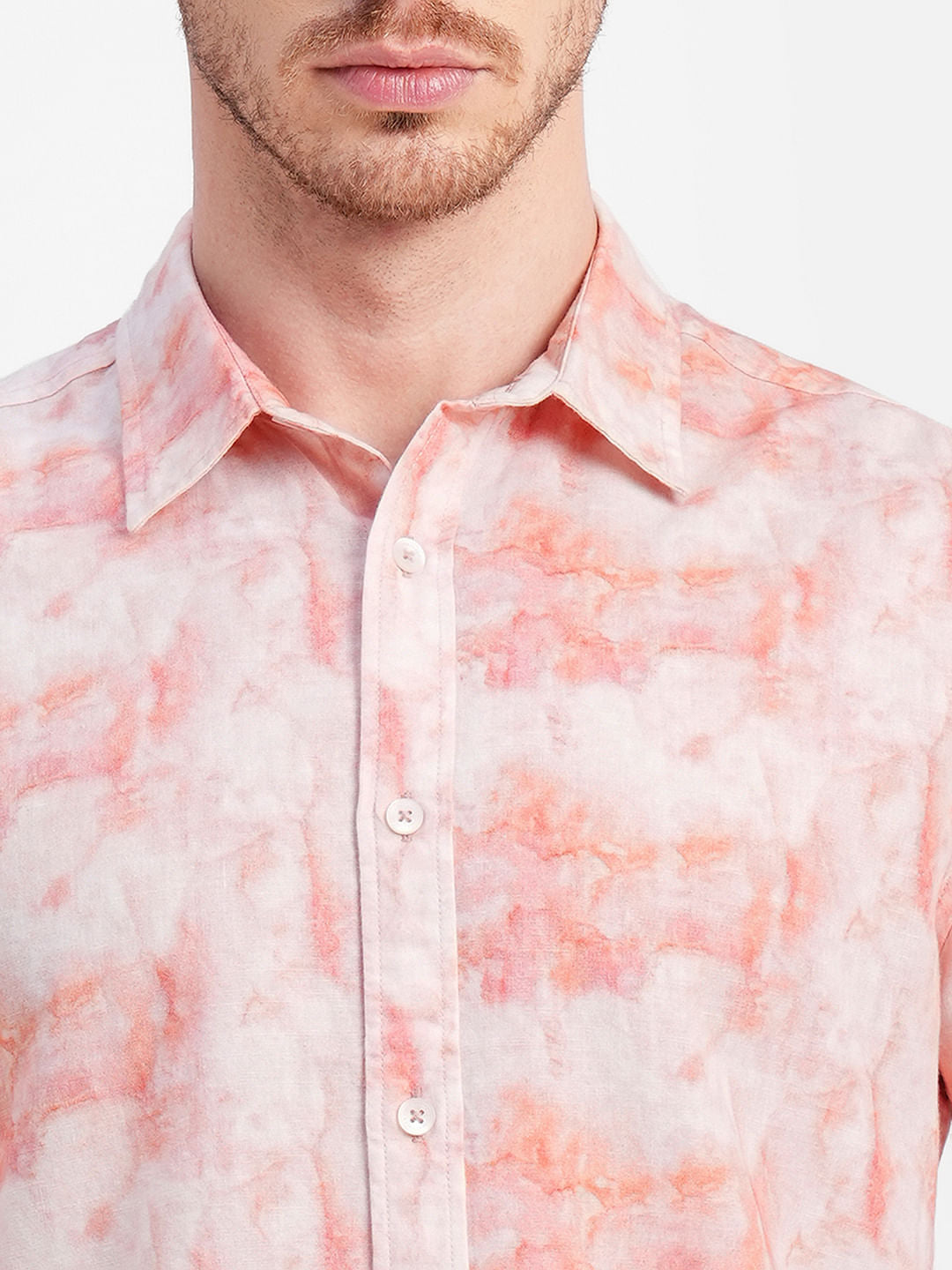 White Ombre Print Full Sleeves Shirt