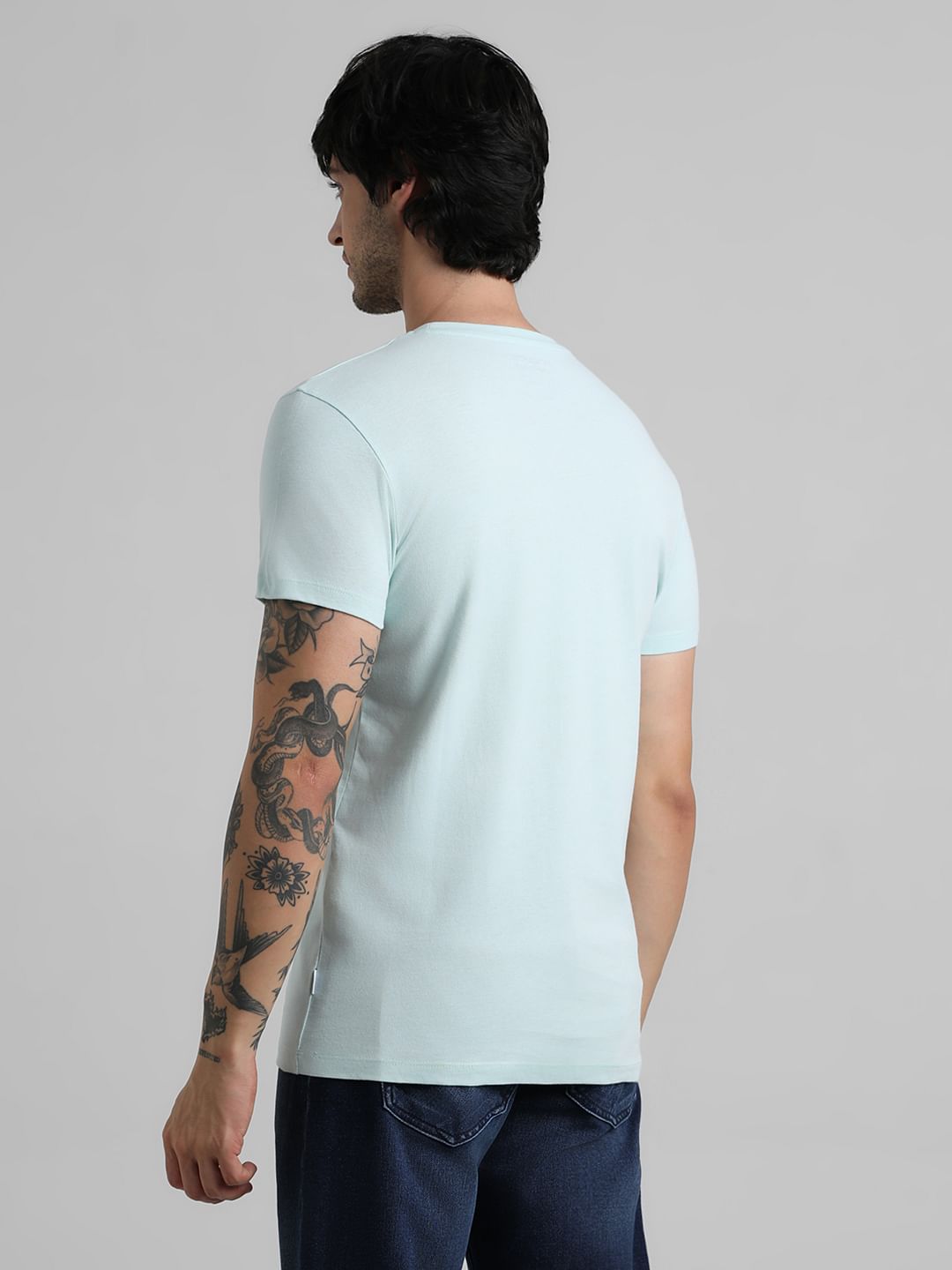 Blue Logo Text Crew Beck T-shirt