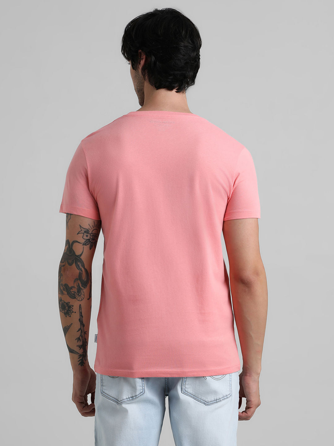 Pink Logo Text Crew Beck T-shirt