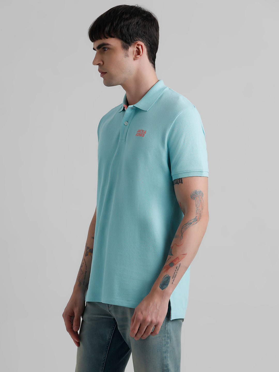 Blue Contrast Inner Neck Polo T-shirt