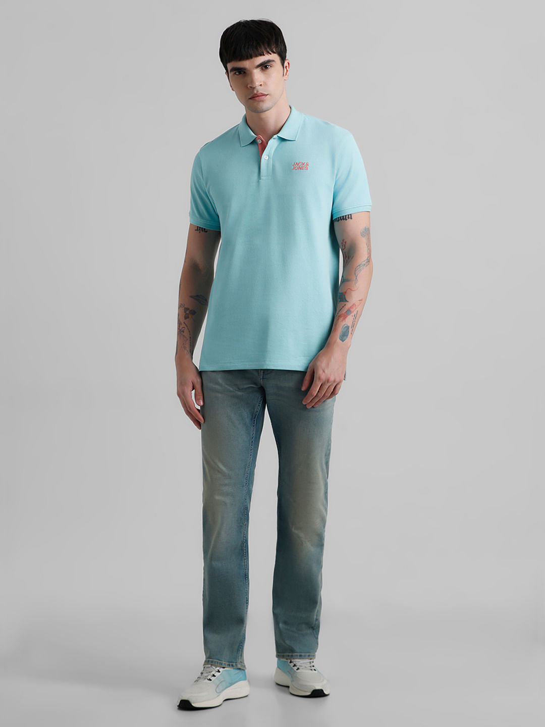 Blue Contrast Inner Neck Polo T-shirt