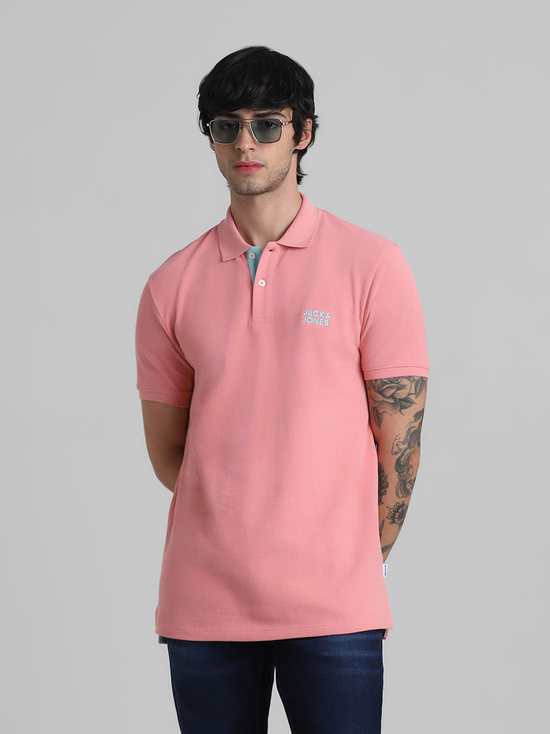 Pink Logo Text Polo T-shirt