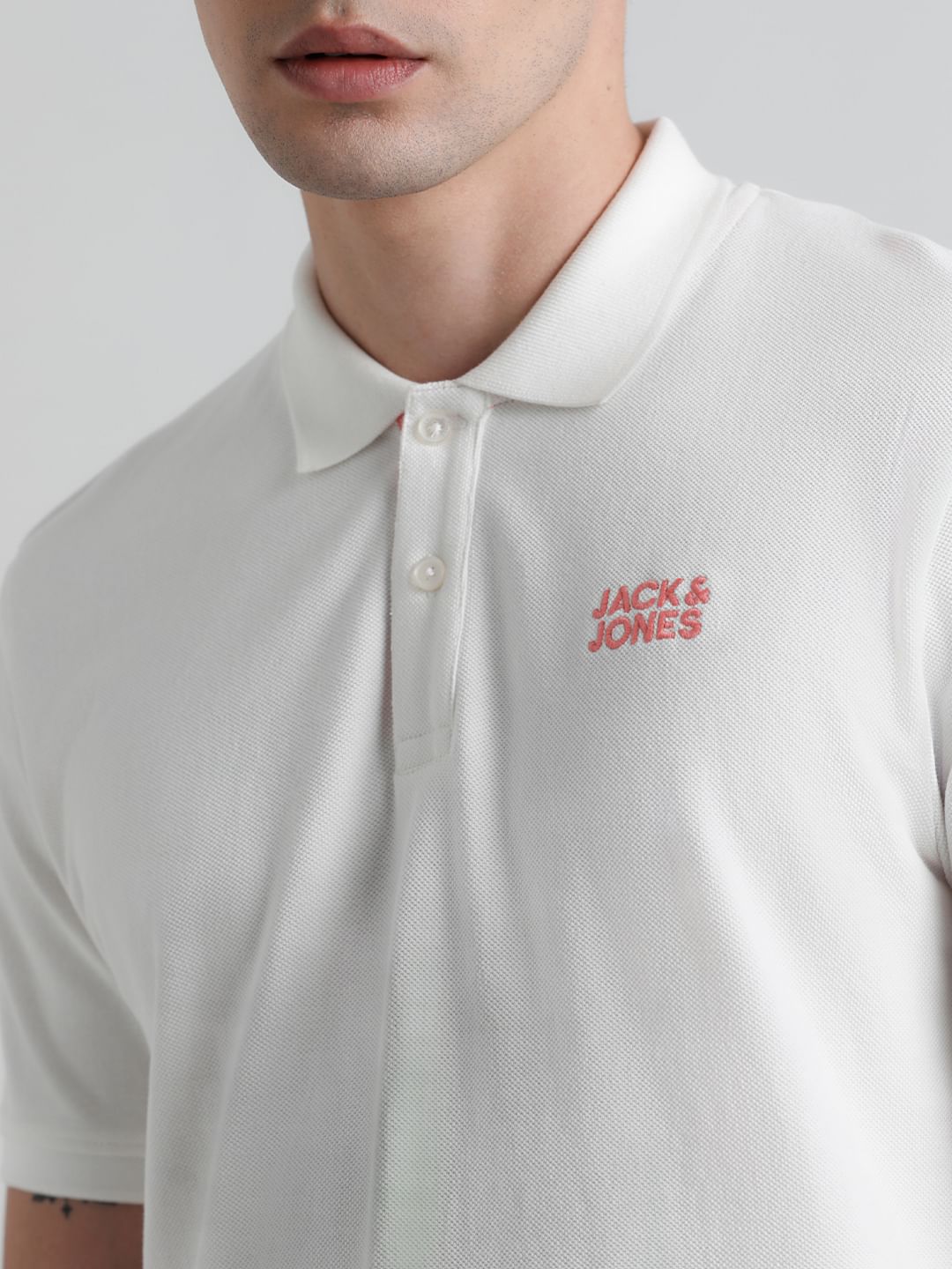 White Contrast Inner Neck Polo T-shirt