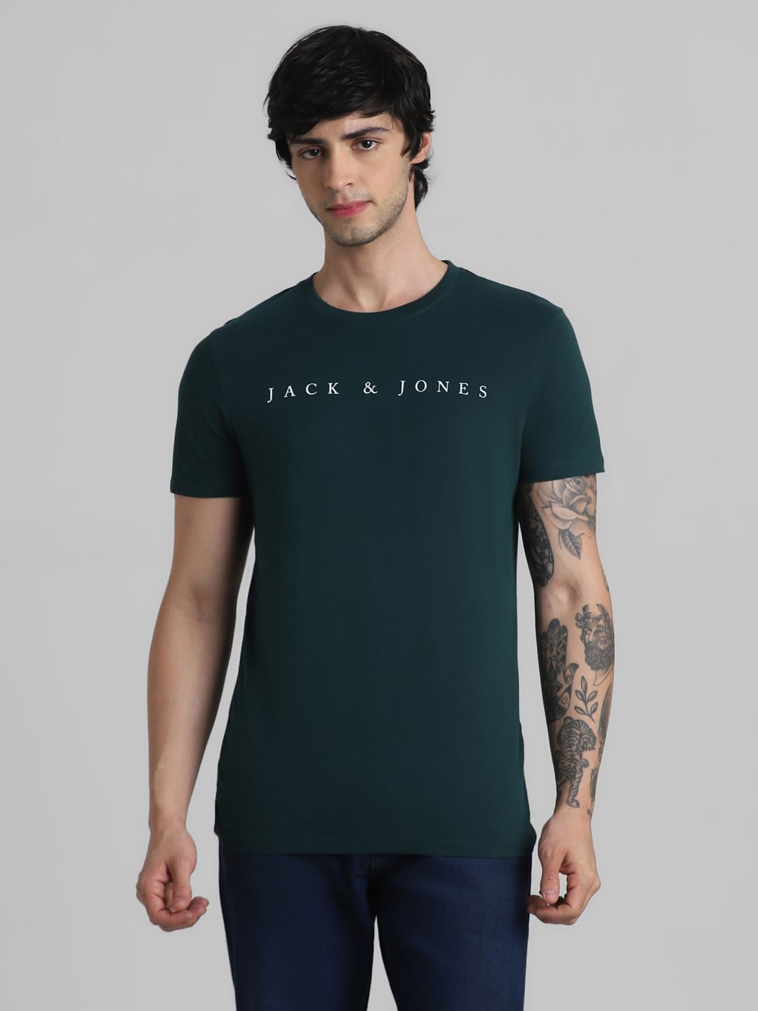 Green Logo Text Crew Neck T-shirt