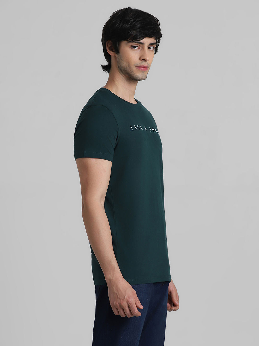 Green Logo Text Crew Neck T-shirt