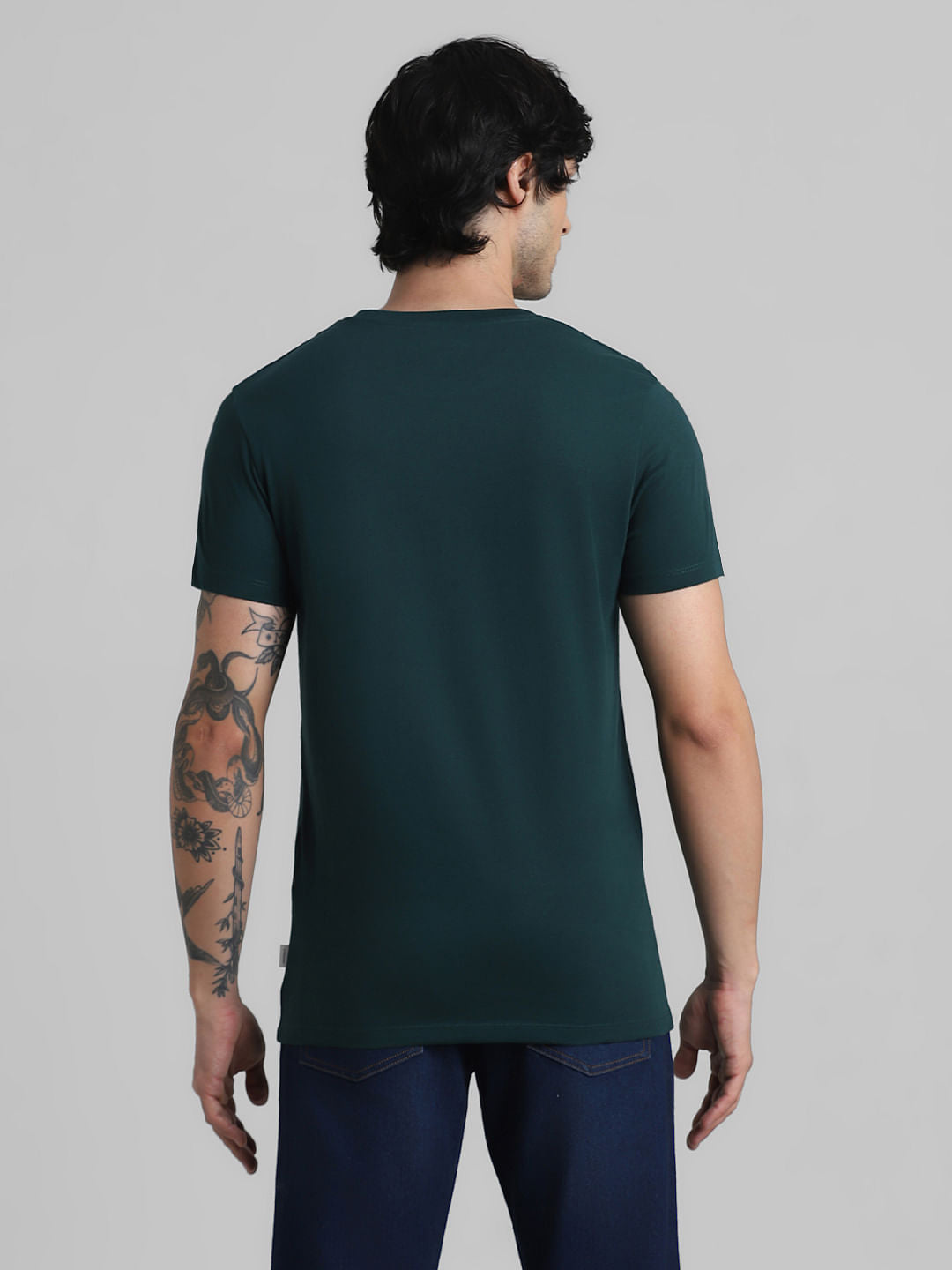 Green Logo Text Crew Neck T-shirt