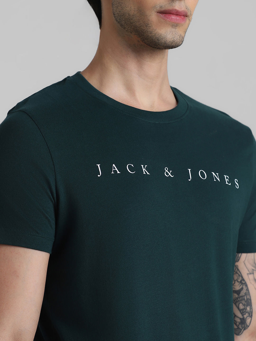 Green Logo Text Crew Neck T-shirt