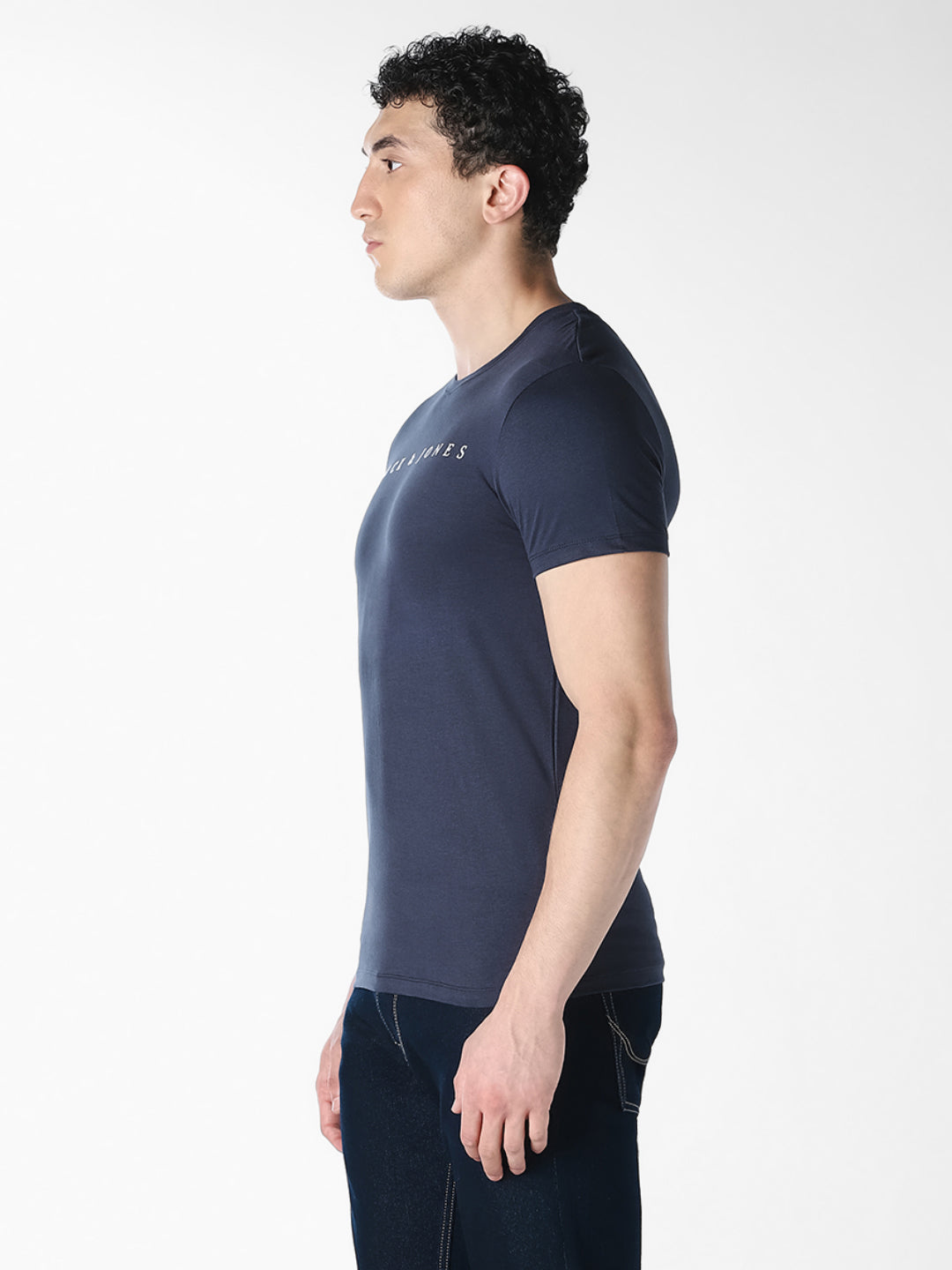 Blue Logo Text Crew Neck T-shirt