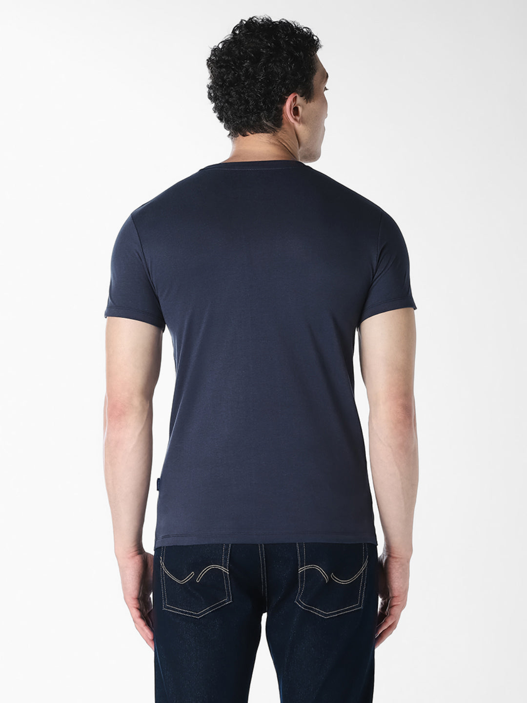 Blue Logo Text Crew Neck T-shirt