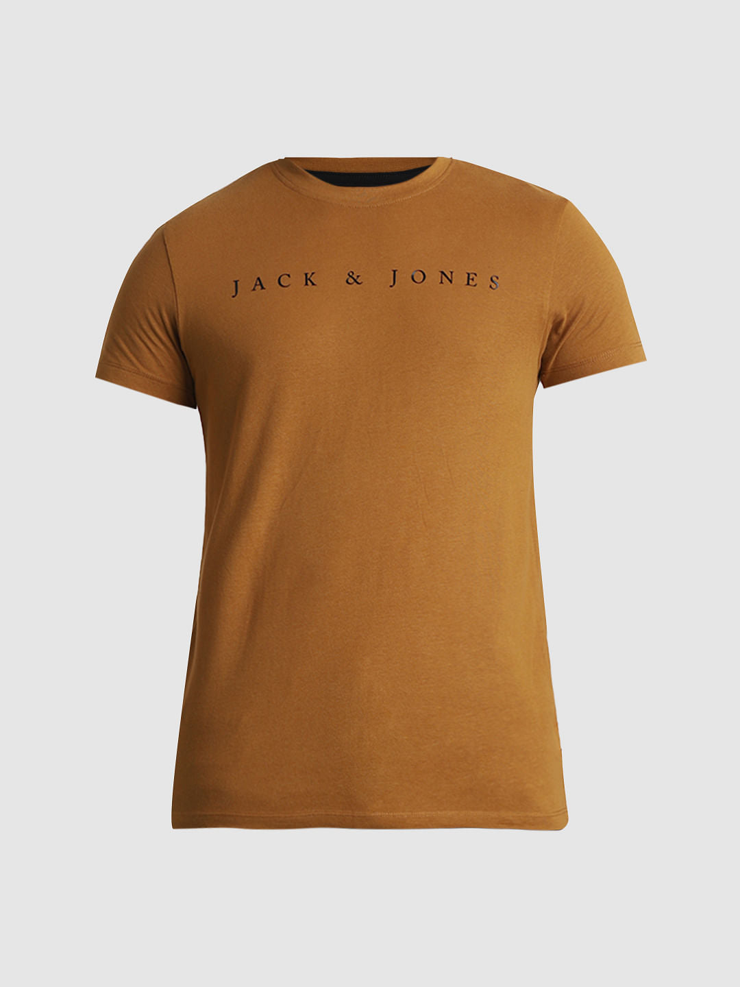 Yellow Logo Text Crew Neck T-shirt