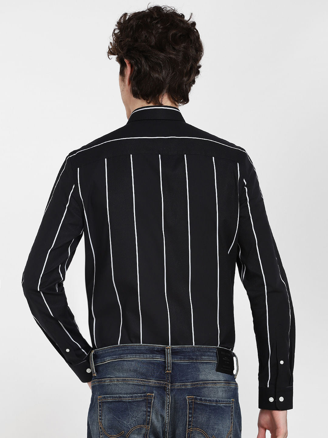 Black Striped Full Sleeves Shirt