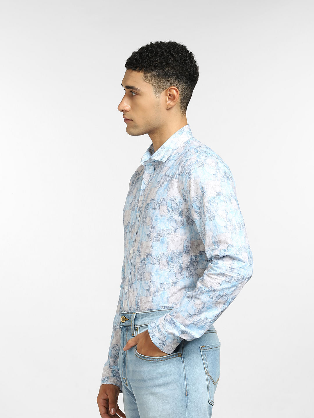 Light Brown Floral Full Sleeves Shirt