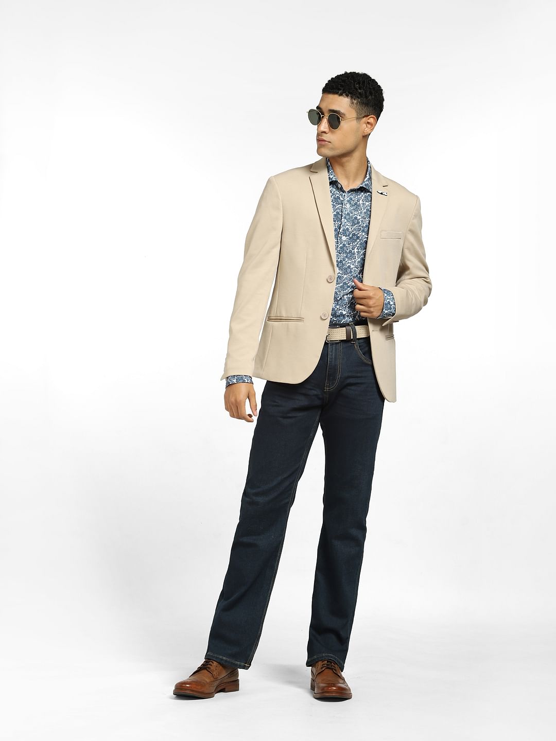 Blue Floral Full Sleeves Shirt