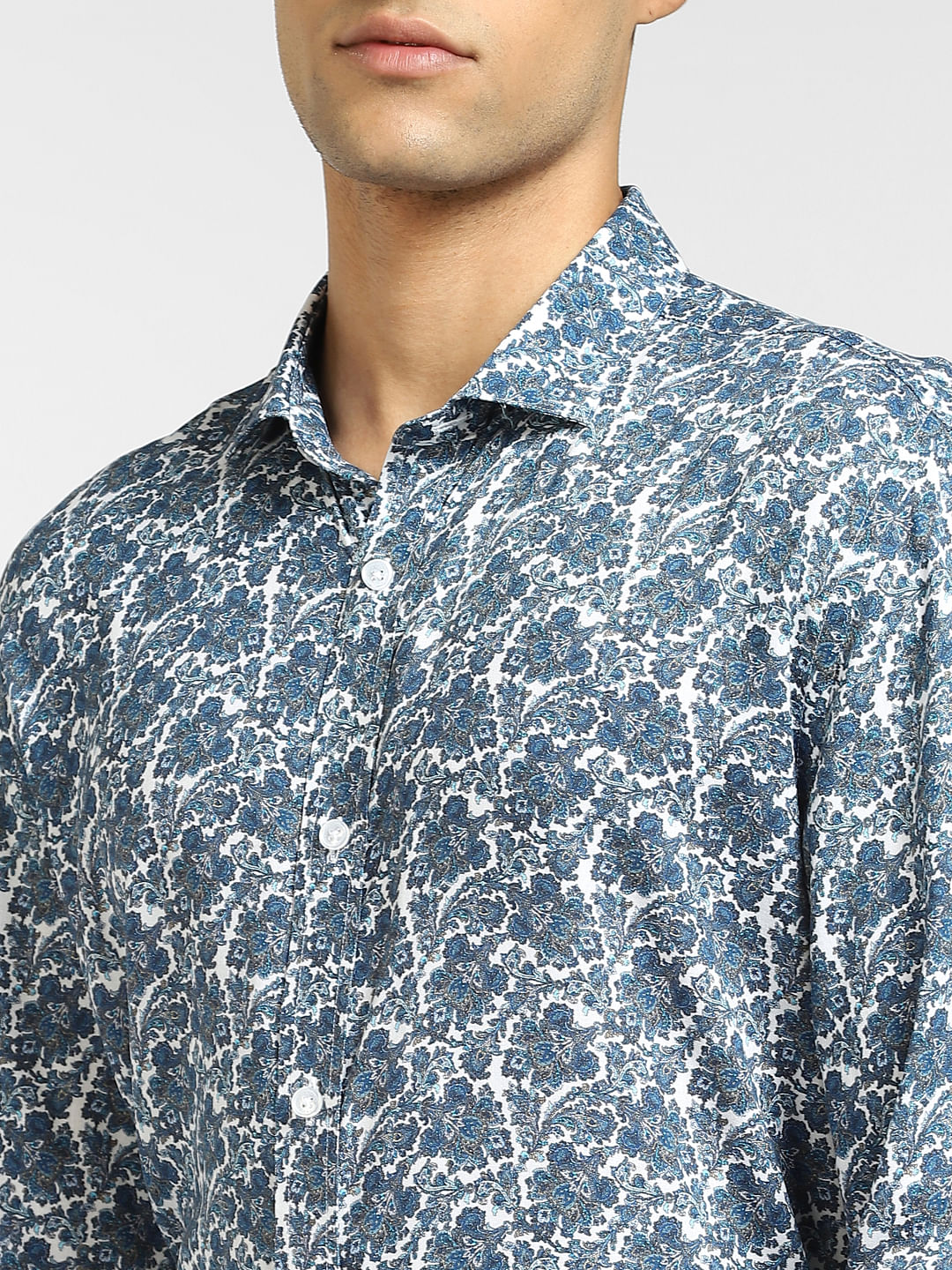 Blue Floral Full Sleeves Shirt