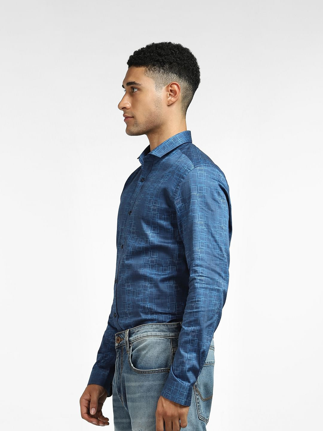 Blue Abstract Print Full Sleeves Shirt