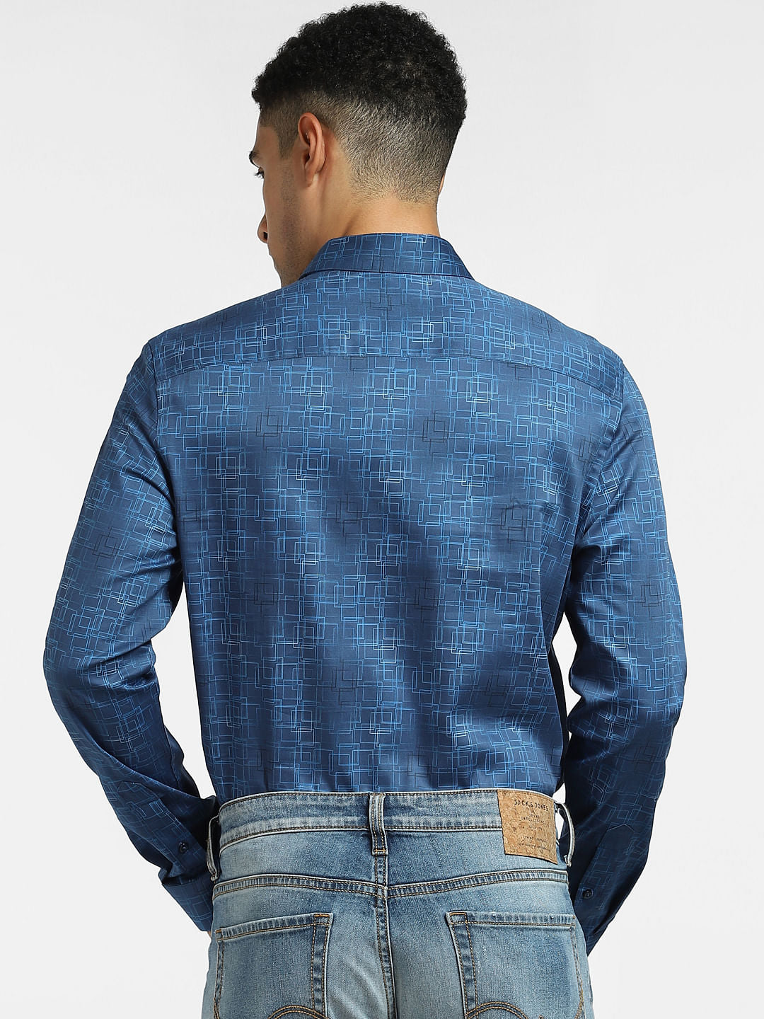 Blue Abstract Print Full Sleeves Shirt