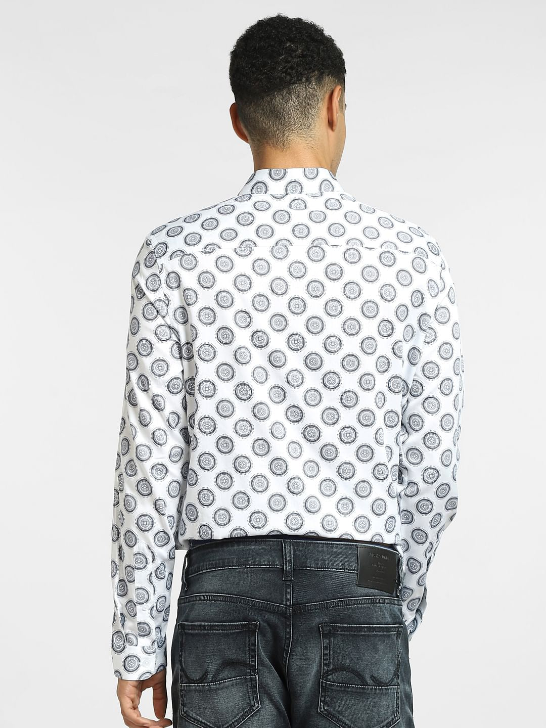 White All Over Print Full Sleeves Shirt