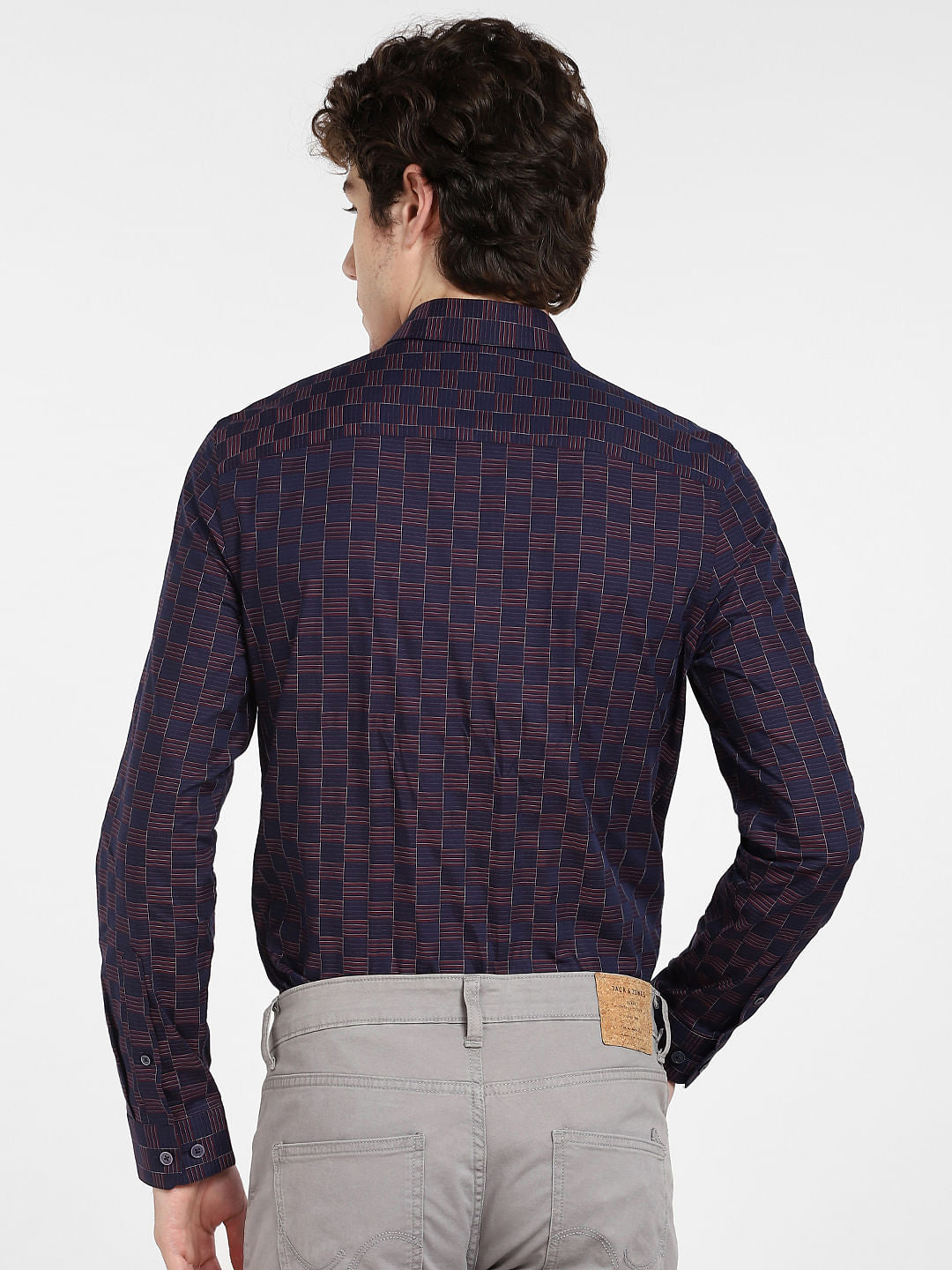 Purple Check Print Full Sleeves Shirt