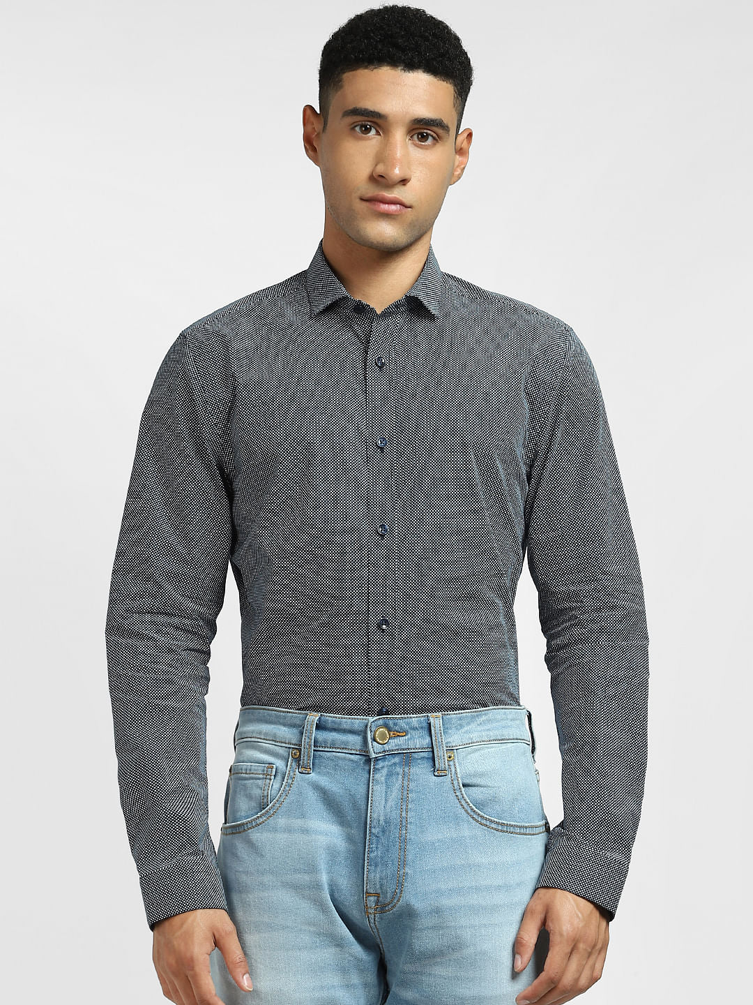 Black Printed Full Sleeves Shirt