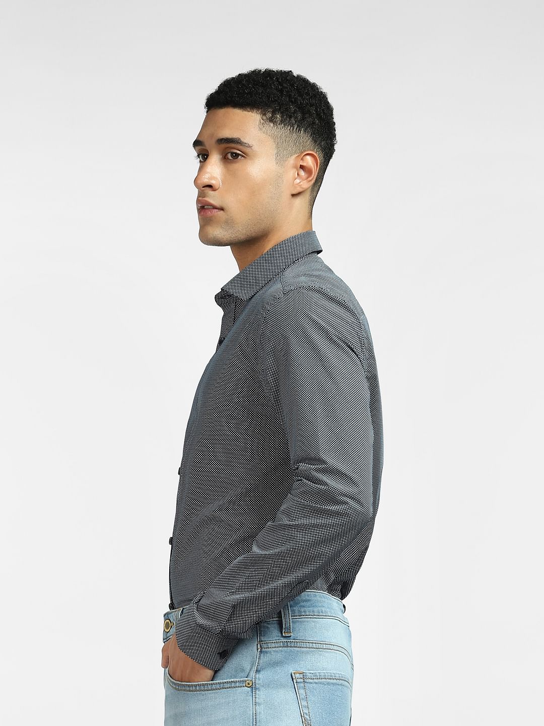 Black Printed Full Sleeves Shirt