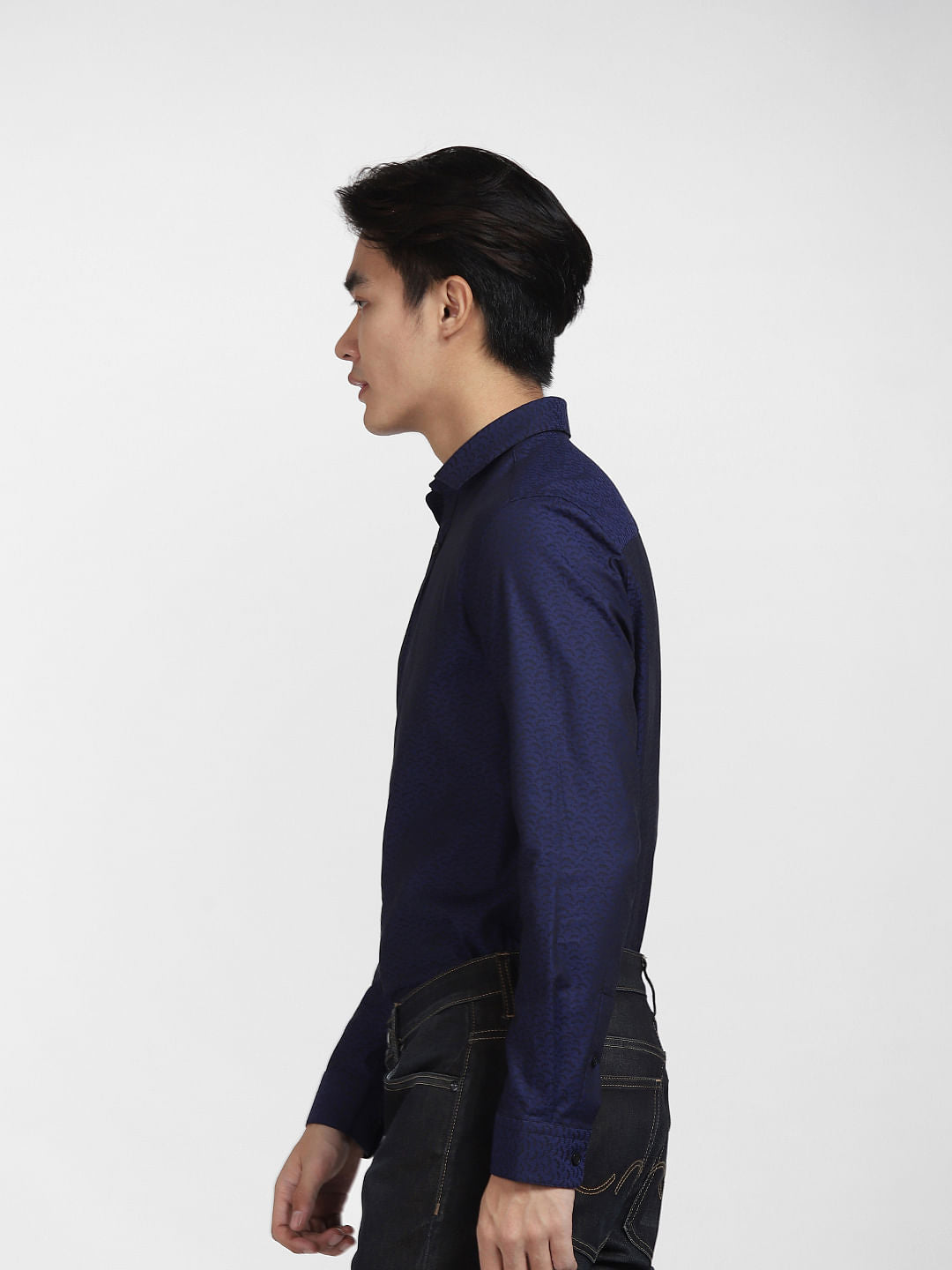 Blue Printed Full Sleeves Shirt