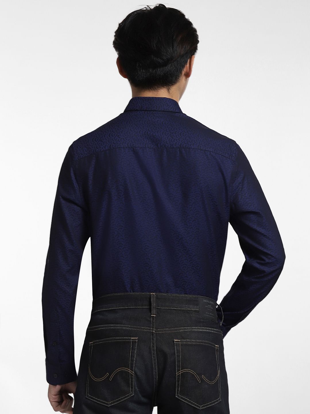 Blue Printed Full Sleeves Shirt